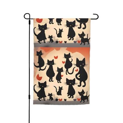 Happy Walking Kitty Druck Gartenflaggen Urlaub Hof Veranda Outdoor Terrasse Rasen Dekor Flaggen Dekorationen von rannsut