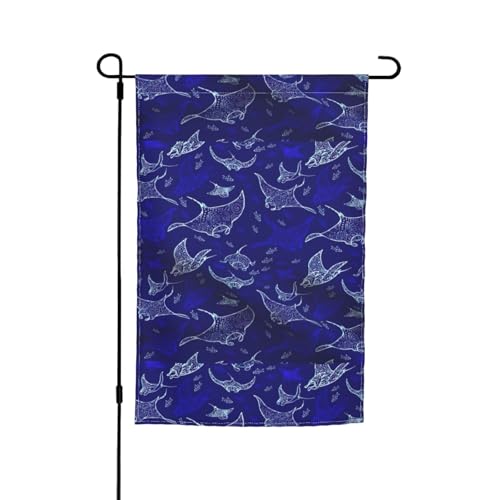 Manta Ray und Fisch Druck Gartenflaggen Urlaub Hof Veranda Outdoor Terrasse Rasen Dekor Flaggen Dekorationen von rannsut