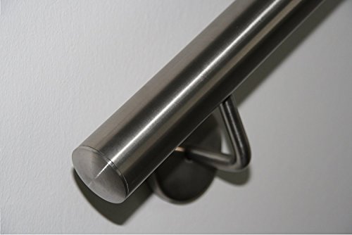 Edelstahl Handlauf V2A 42,4mm 240K geschliffen Wandhandlauf mit leicht gewölbter Endkappe 1100 mm von rapa GmbH