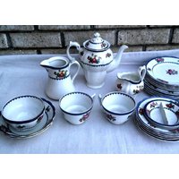 Seltenes 26 Teiliges Stand Fischgrät Tee Set 104 Jahre Alt. Druck 8093 von rarenomore