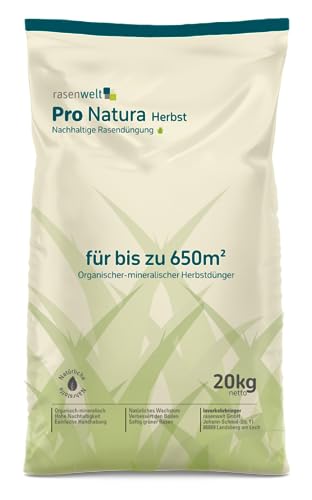 rasenwelt Herbstdünger Pro Natura 20kg I organisch-mineralischer Bio Rasendünger I ideal im Herbst von rasenwelt