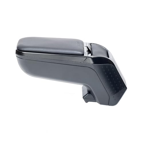 RATI ARMSTER 2 Armlehne kompatibel für Renault TWINGO 2014- / SMART FORTWO & FORFOUR 2014-19 / SMART EQ 2017-24 [schwarz,vegan Leder,12V Kabel] nachrüstbare Mittelarmlehne mit Staufach von rati