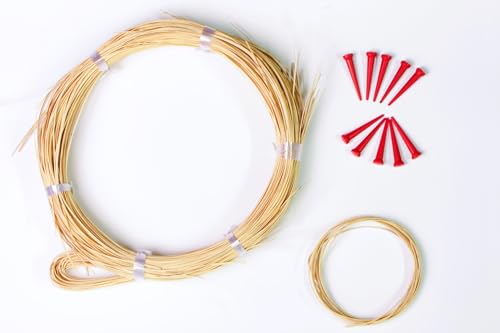 rattan-petrak Flechtset zur Erneuerung von Stuhlgeflecht mit Wiener Geflecht | 2 Meter Abdeckschiene | 10 Stück Haltekeile | 125 g Stuhlflechtrohr (2,50 mm) von rattan-petrak