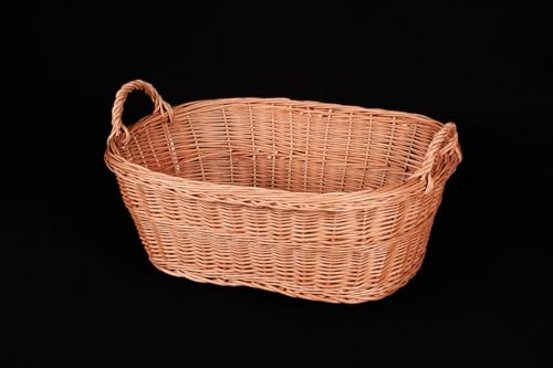 Traditioneller Waschkorb aus Weide, Wäschekorb, Aufbewahrungskorb mit Griffen (70 cm x 51 cm) von rattan-petrak