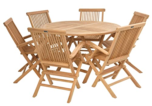 Rattanland | Gartenmöbel Set aus exotischem Teakholz “Sardinien” Tisch mit 6 Klappstühle Palermo V-legal zertifiziertes Holz von rattanland HOME & GARDEN