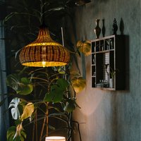 Wolke Handgefertigte Rattan Pendellampe - Boho Stil, Natürliche Holz Akzente, Einzigartige Design Lampe Wählbare Größen von rattanpendantlight