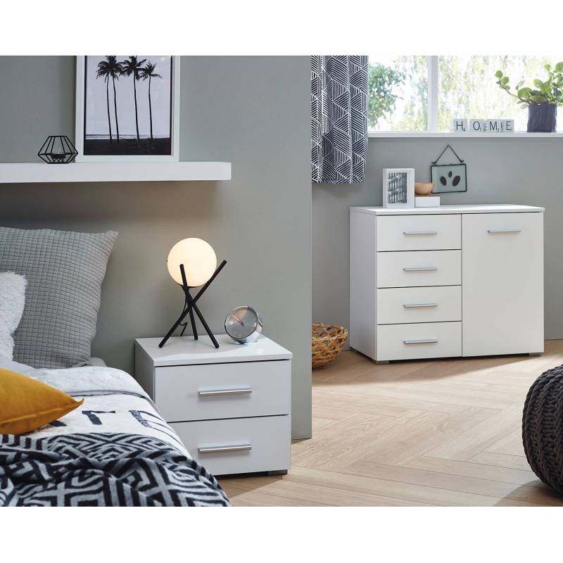 home24 Nachtkommode II 2er-Set 40 x 36 x 40cm 2 Weiß/Alpinweiß von home24