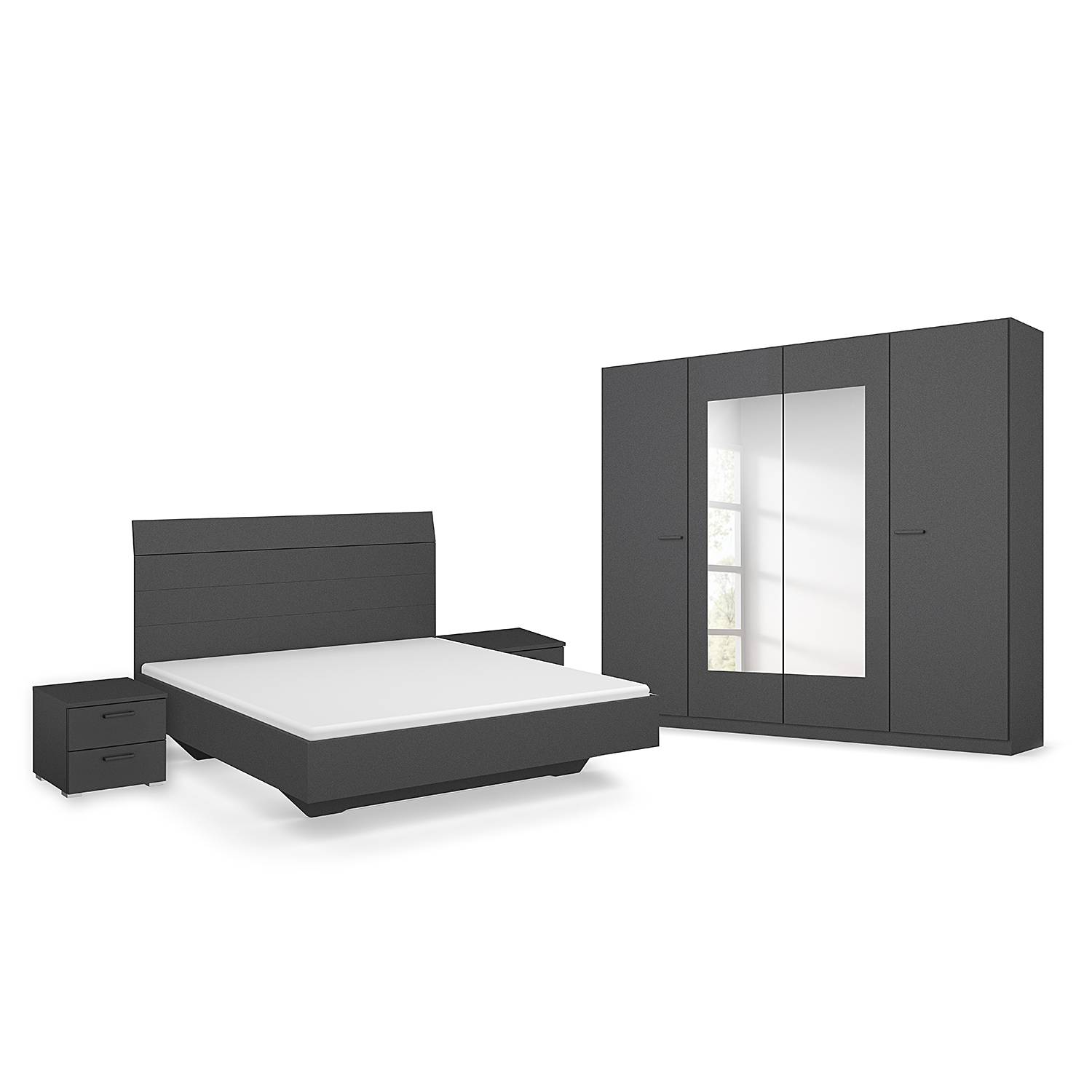 home24 Schlafzimmer-Set mit 160er Bett 226cm Grau/Graumetallic home24 Schlafzimmer-Set mit 160er Bett 226cm Grau/Graumetallic von home24
