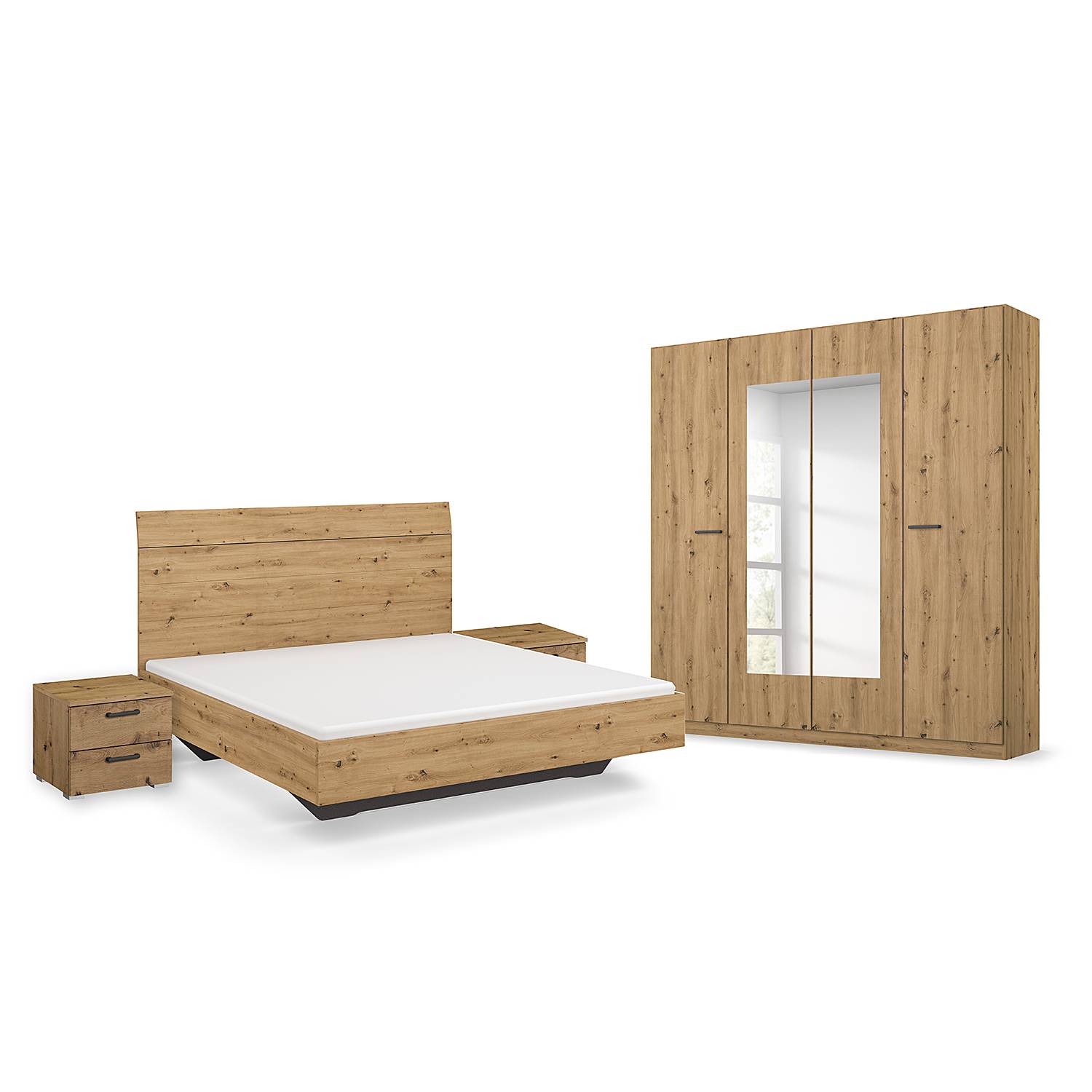 home24 Schlafzimmer-Set mit 160er Bett 181cm Braun/Eiche Artisan Dekor home24 Schlafzimmer-Set mit 160er Bett 181cm Braun/Eiche Artisan Dekor von home24
