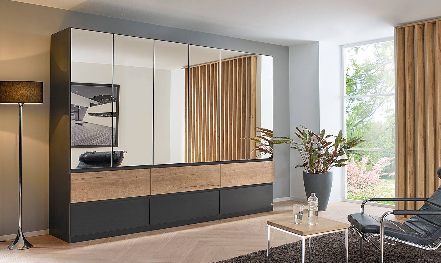 home24 Drehtürenschrank Winnipeg mit Spiegel 271cm ohne Beleuchtung Grau/Graumetallic home24 Drehtürenschrank Winnipeg mit Spiegel 271cm ohne Beleuchtung Grau/Graumetallic von home24
