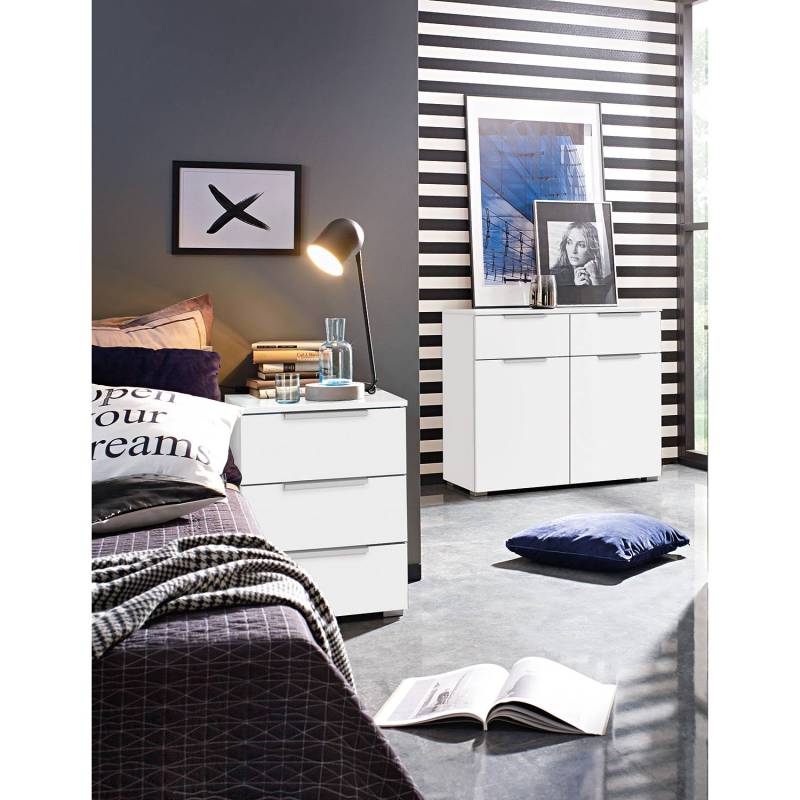 home24 Nachtkommode 2er-Set 47 x 62 x 42cm 3 Weiß/Alpinweiß von home24