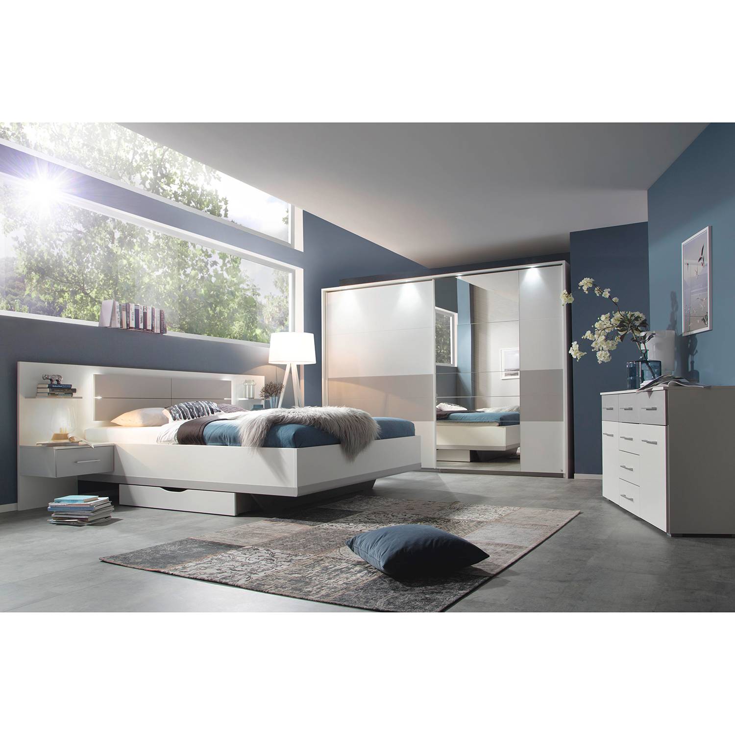 home24 Rollbettkasten 2er-Set 59 x 16 x 108cm Weiß/Weiß von home24