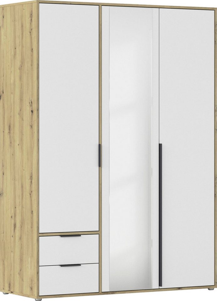 rauch Drehtürenschrank Kleiderschrank Schrank Garderobe Wäscheschrank NAGATA mit Spiegel (in 3 verschiedenen Ausstattungen BASIC/CLASSIC/PREMIUM) und Schubladen sowie Stangengriffen TOPSELLER MADE IN GERMANY von rauch
