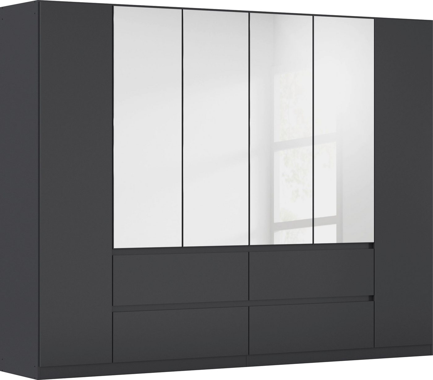 rauch Drehtürenschrank Kleiderschrank Schrank mit Spiegel Garderobe Garderobenschrank MAINZ grifflose Front mit Spiegel, Außentüren mit Push-to-Open Funktion von rauch