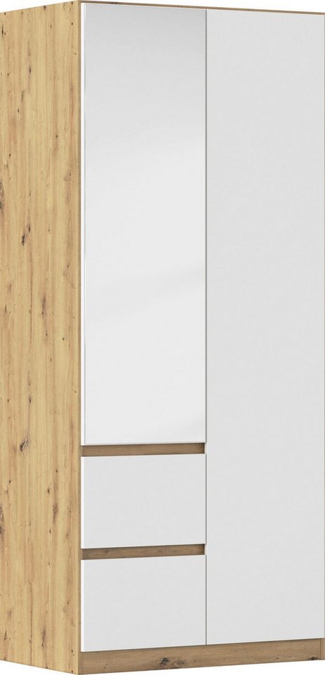 rauch Drehtürenschrank Kleiderschrank Schrank mit Spiegel Garderobe Garderobenschrank MAINZ grifflose Front mit Spiegel, Außentüren mit Push-to-Open Funktion von rauch