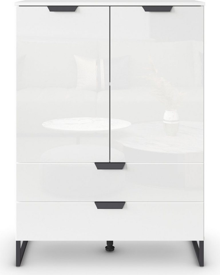 rauch Hochkommode Modern by Aditio, mit Glasfront und Kufenfuß, 2 Schubladen mit Softclose-Funktion von rauch