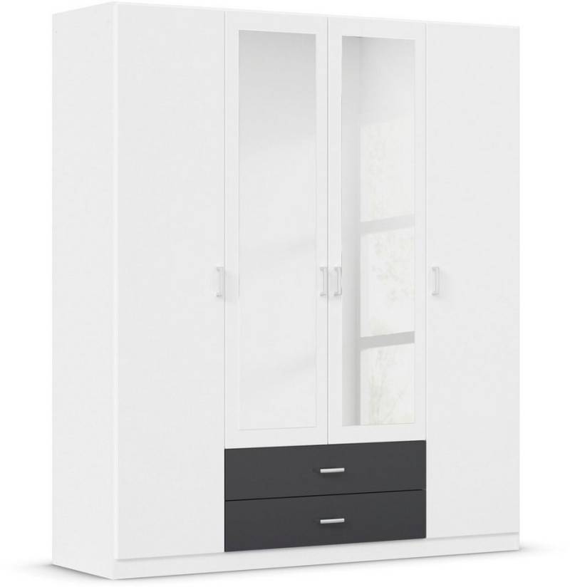 rauch Kleiderschrank Gamma Drehtürenschrank Garderobe Schrank mit Spiegel in schlichtem Design mit Schubkästen und Spiegel, in 3 Breiten von rauch