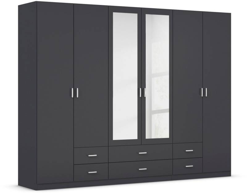 rauch Kleiderschrank Gamma Drehtürenschrank Garderobe Schrank mit Spiegel in schlichtem Design mit Schubkästen und Spiegel, in 3 Breiten von rauch