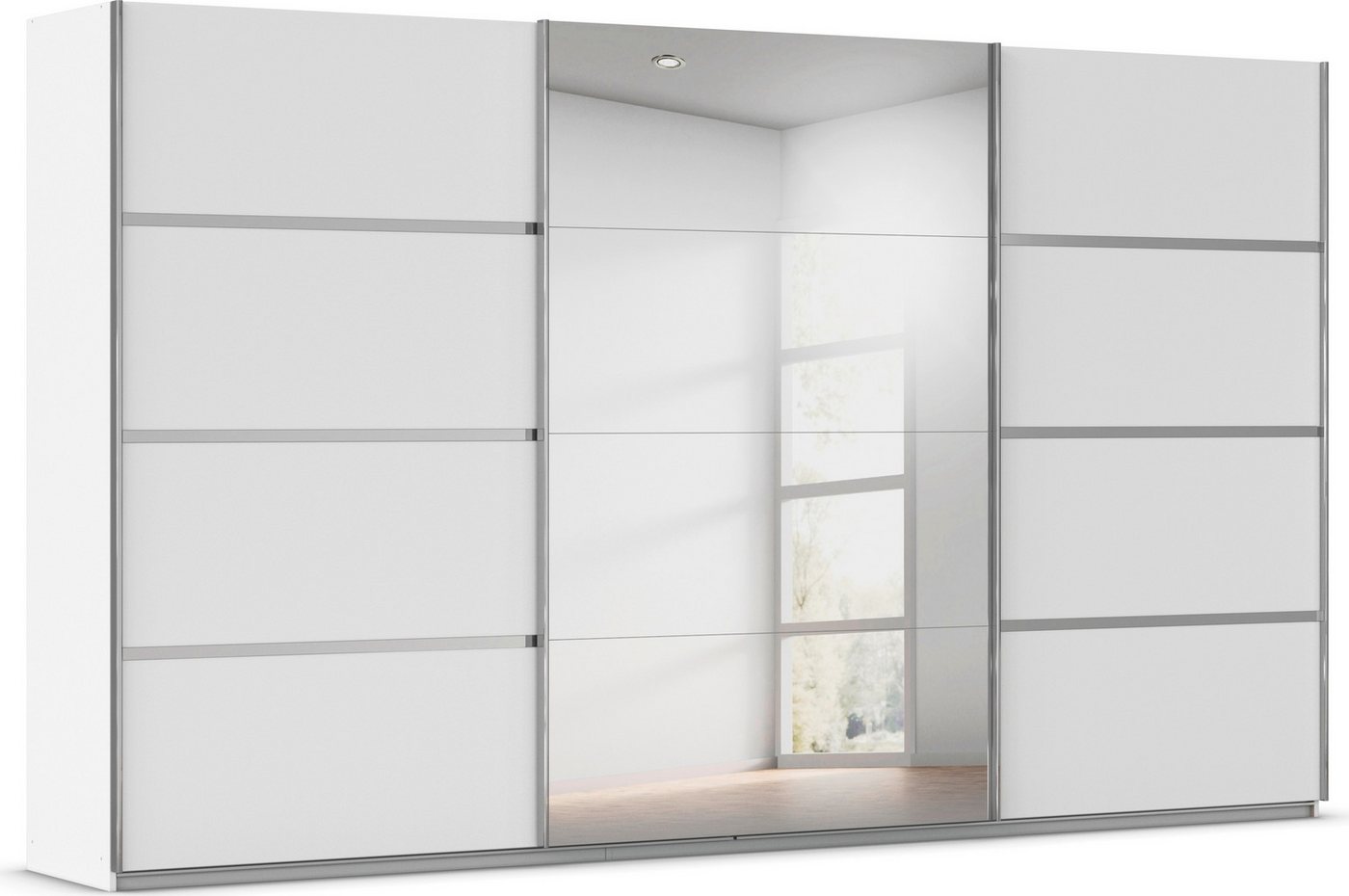 rauch Kleiderschrank Schwebetürenschrank OTTO´s Choice Garderobe Schrank TOP ANGEBOT Avola (in 3 verschiedenen Ausstattungen BASIC/CLASSIC/PREMIUM inkl. Spiegel) mit eleganten Zierleisten in Chrom, Schwarz oder Weiß MADE IN GERMANY von rauch