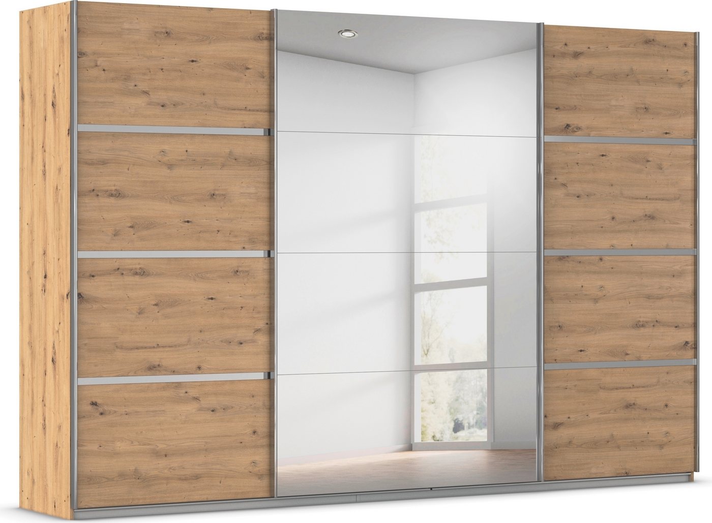 rauch Kleiderschrank Schwebetürenschrank OTTO´s Choice Garderobe Schrank TOP ANGEBOT Avola (in 3 verschiedenen Ausstattungen BASIC/CLASSIC/PREMIUM inkl. Spiegel) mit eleganten Zierleisten in Chrom, Schwarz oder Weiß MADE IN GERMANY von rauch