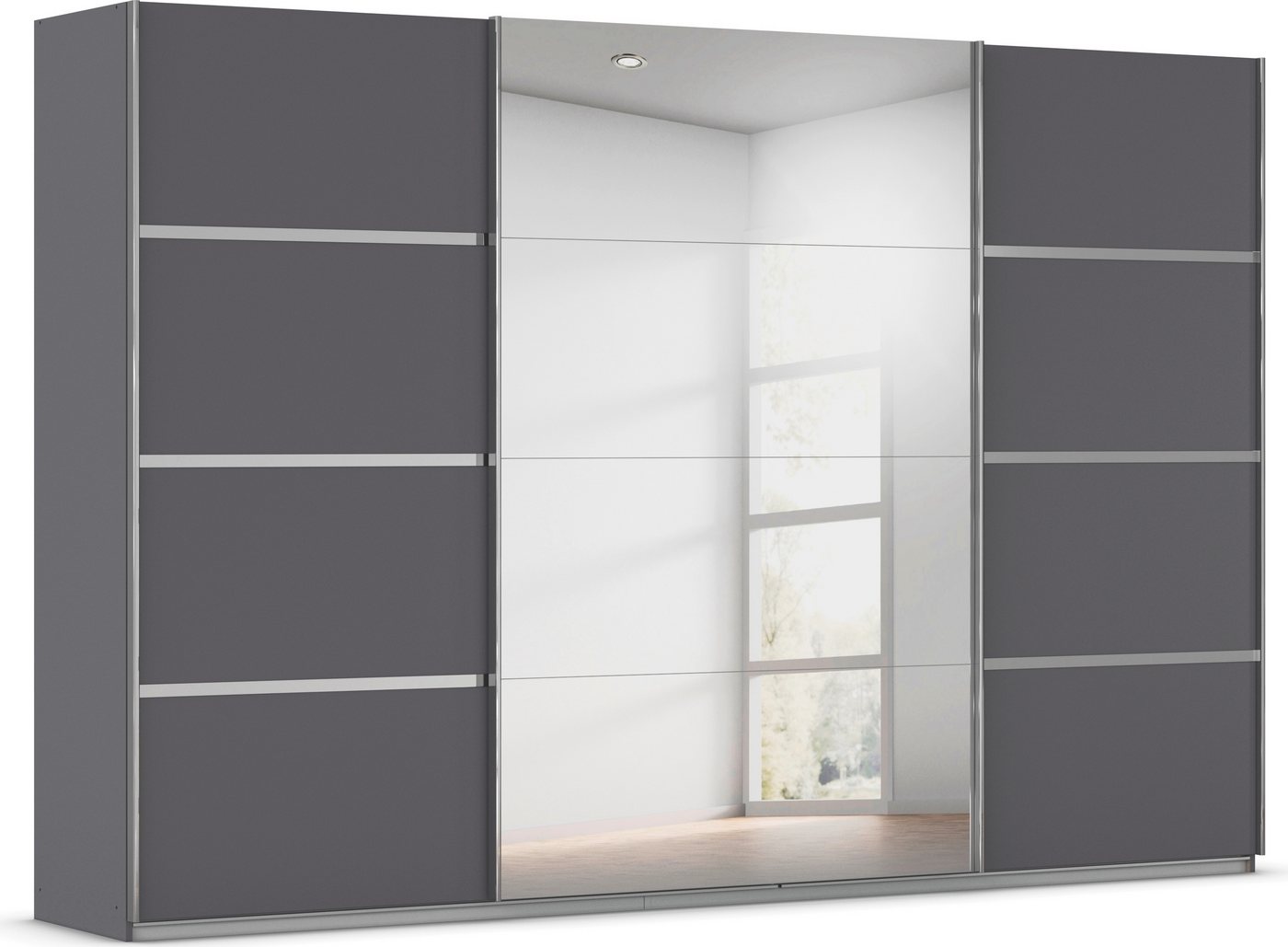 rauch Kleiderschrank Schwebetürenschrank OTTO´s Choice Garderobe Schrank TOP ANGEBOT Avola (in 3 verschiedenen Ausstattungen BASIC/CLASSIC/PREMIUM inkl. Spiegel) mit eleganten Zierleisten in Chrom, Schwarz oder Weiß MADE IN GERMANY von rauch
