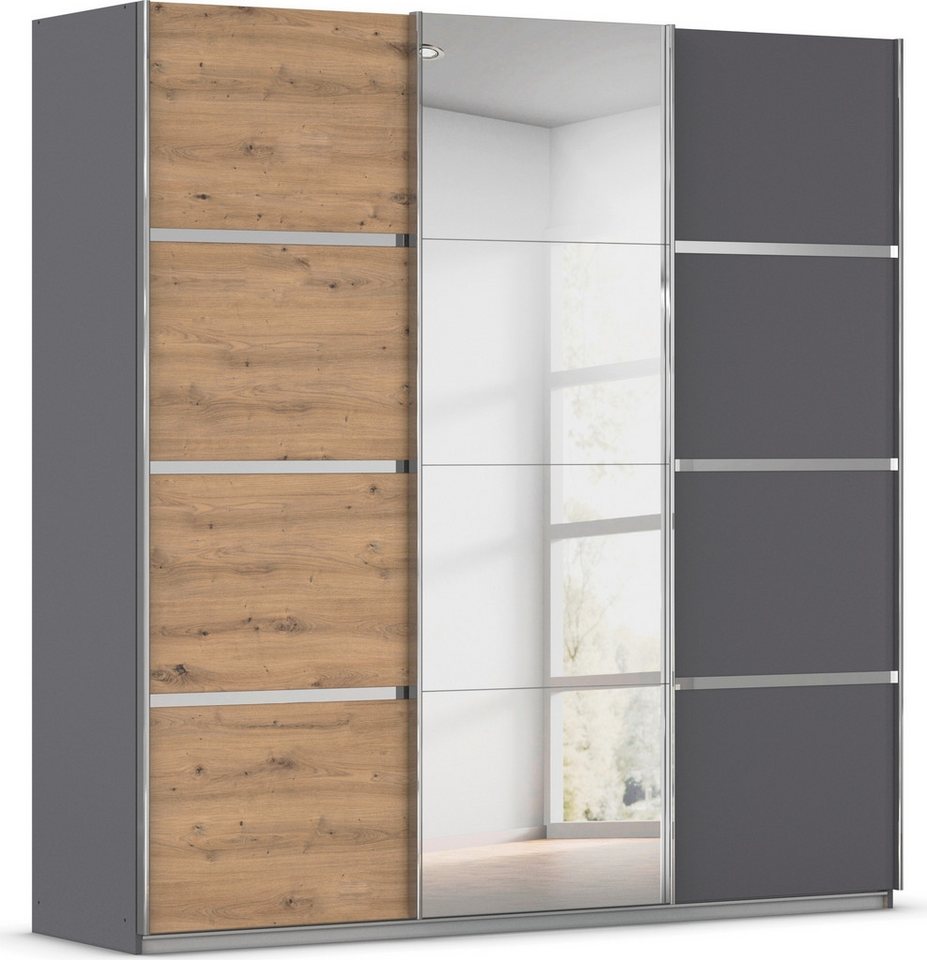 rauch Kleiderschrank Schwebetürenschrank OTTO´s Choice Garderobe Schrank TOP ANGEBOT Avola (in 3 verschiedenen Ausstattungen BASIC/CLASSIC/PREMIUM inkl. Spiegel) mit eleganten Zierleisten in Chrom, Schwarz oder Weiß MADE IN GERMANY von rauch