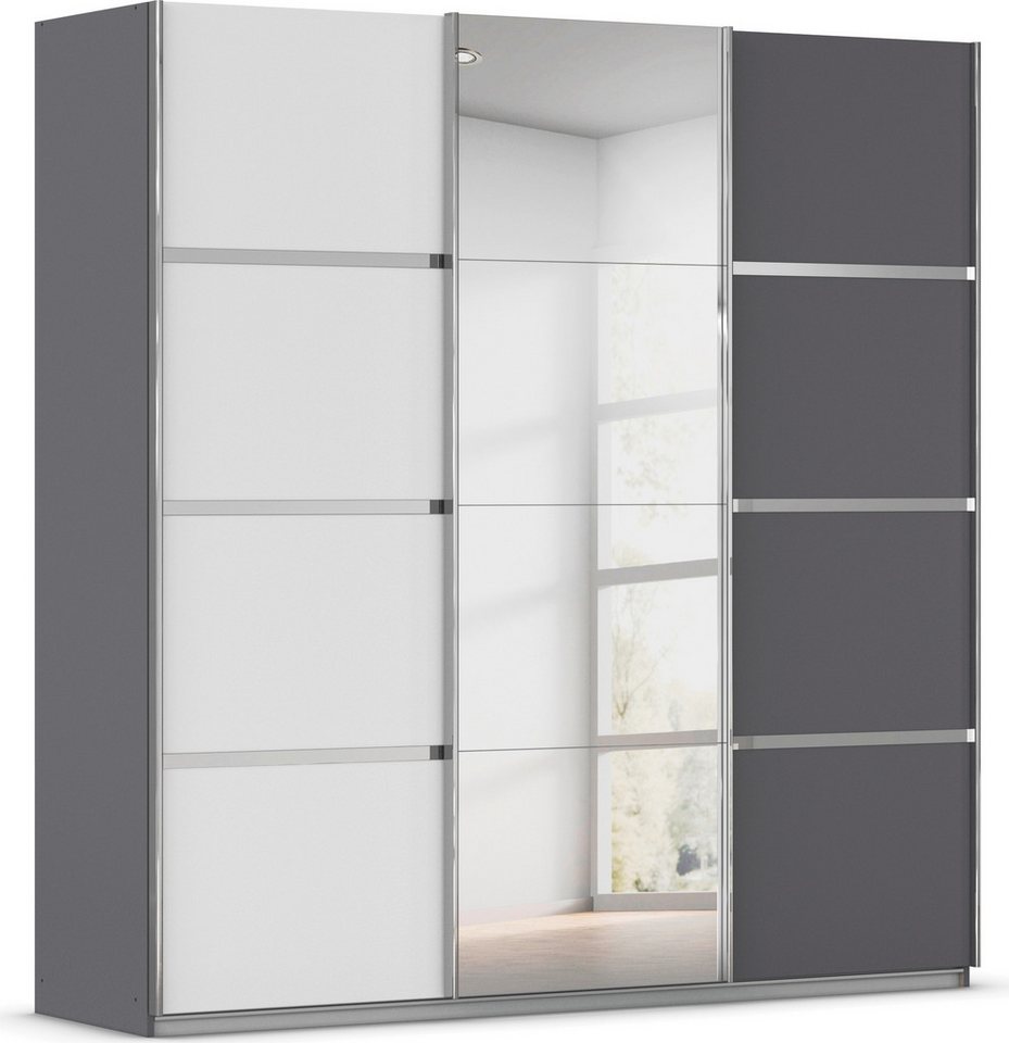 rauch Kleiderschrank Schwebetürenschrank OTTO´s Choice Garderobe Schrank TOP ANGEBOT Avola (in 3 verschiedenen Ausstattungen BASIC/CLASSIC/PREMIUM inkl. Spiegel) mit eleganten Zierleisten in Chrom, Schwarz oder Weiß MADE IN GERMANY von rauch