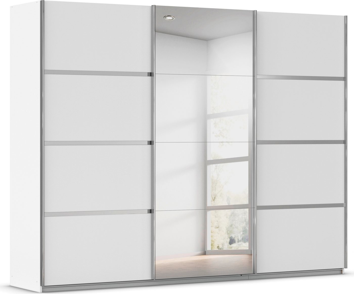 rauch Kleiderschrank Schwebetürenschrank OTTO´s Choice Garderobe Schrank TOP ANGEBOT Avola (in 3 verschiedenen Ausstattungen BASIC/CLASSIC/PREMIUM inkl. Spiegel) mit eleganten Zierleisten in Chrom, Schwarz oder Weiß MADE IN GERMANY von rauch