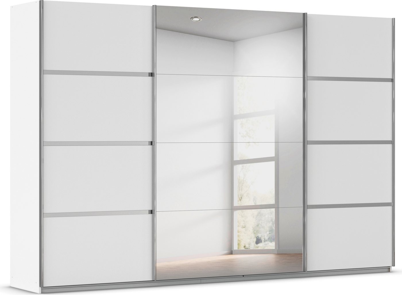 rauch Kleiderschrank Schwebetürenschrank OTTO´s Choice Garderobe Schrank TOP ANGEBOT Avola (in 3 verschiedenen Ausstattungen BASIC/CLASSIC/PREMIUM inkl. Spiegel) mit eleganten Zierleisten in Chrom, Schwarz oder Weiß MADE IN GERMANY von rauch