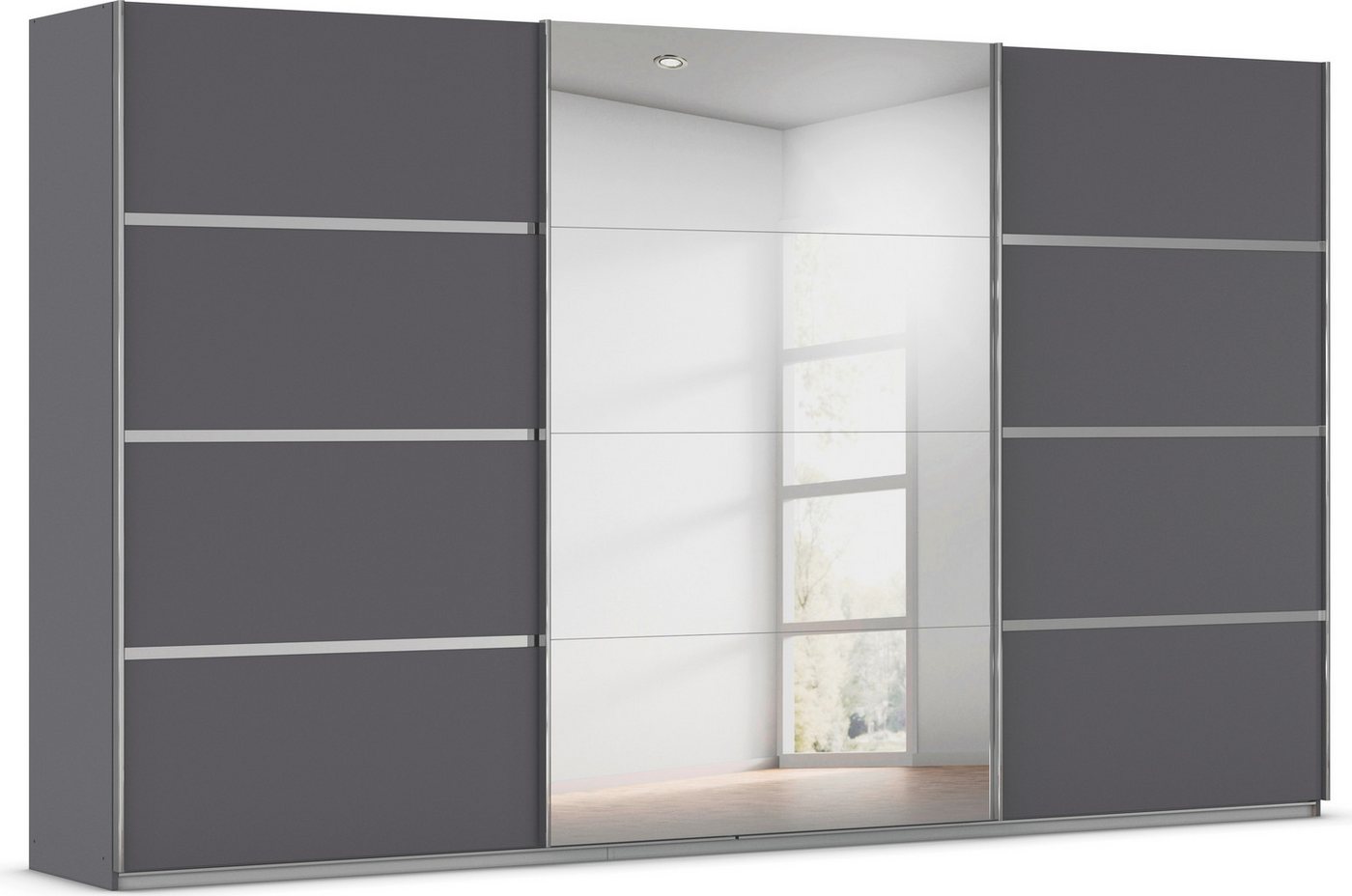 rauch Kleiderschrank Schwebetürenschrank OTTO´s Choice Garderobe Schrank TOP ANGEBOT Avola (in 3 verschiedenen Ausstattungen BASIC/CLASSIC/PREMIUM inkl. Spiegel) mit eleganten Zierleisten in Chrom, Schwarz oder Weiß MADE IN GERMANY von rauch