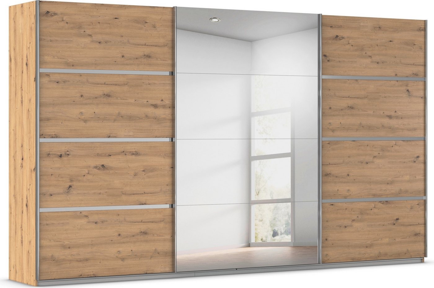 rauch Kleiderschrank Schwebetürenschrank OTTO´s Choice Garderobe Schrank TOP ANGEBOT Avola (in 3 verschiedenen Ausstattungen BASIC/CLASSIC/PREMIUM inkl. Spiegel) mit eleganten Zierleisten in Chrom, Schwarz oder Weiß MADE IN GERMANY von rauch