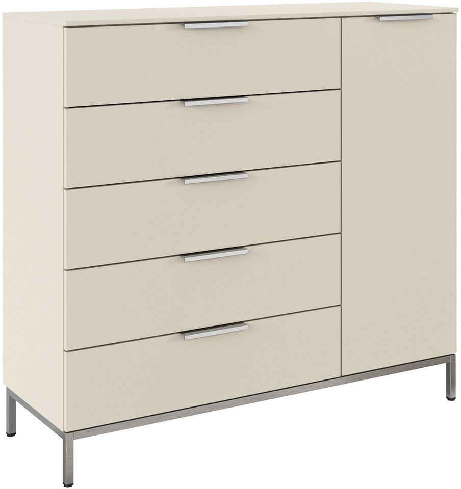 rauch Kombikommode Kommode Türkommode Sideboard Kombikommode FLIPP (Breite 120 cm mit 2 Einlegeböden), 1-türig mit 5 Schubladen und Soft-Close-Funktion von rauch