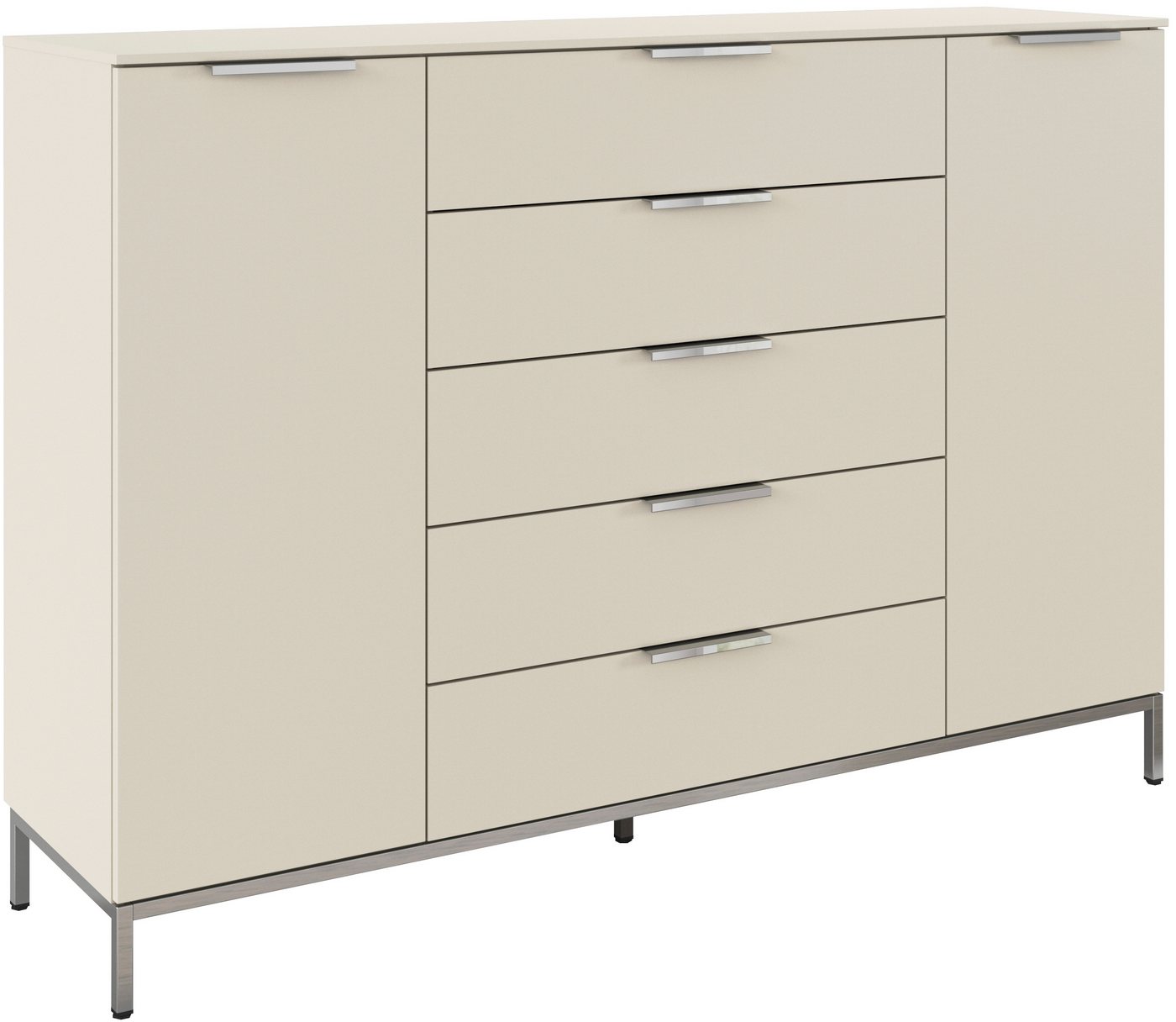 rauch Kombikommode Kommode Türkommode Sideboard Kombikommode FLIPP (Breite 160/180 cm mit 4 Einlegeböden), 2-türig mit 5 Schubladen und Soft-Close-Funktion in zwei Breiten von rauch