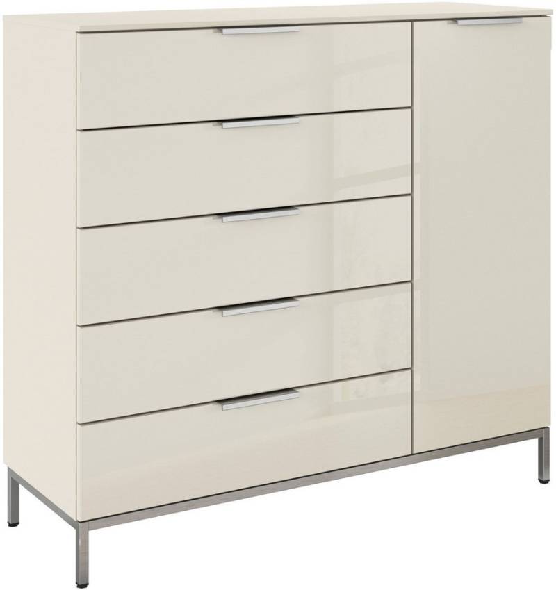 rauch Kombikommode Kommode Türkommode Sideboard Kombikommode FLIPP mit Glasfront (Breite 120 cm mit 2 Einlegeböden), 1-türig mit 5 Schubladen und Soft-Close-Funktion sowie Glasfront von rauch