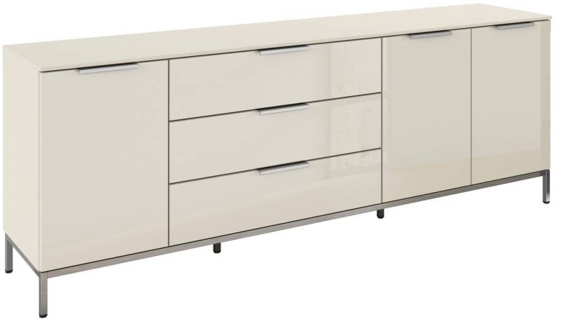 rauch Kombikommode Kommode Türkommode Sideboard Kombikommode FLIPP mit Glasfront (Breite 200 cm mit 2 Einlegeböden), 3-türig mit 3 Schubladen und Soft-Close-Funktion sowie Glasfront von rauch