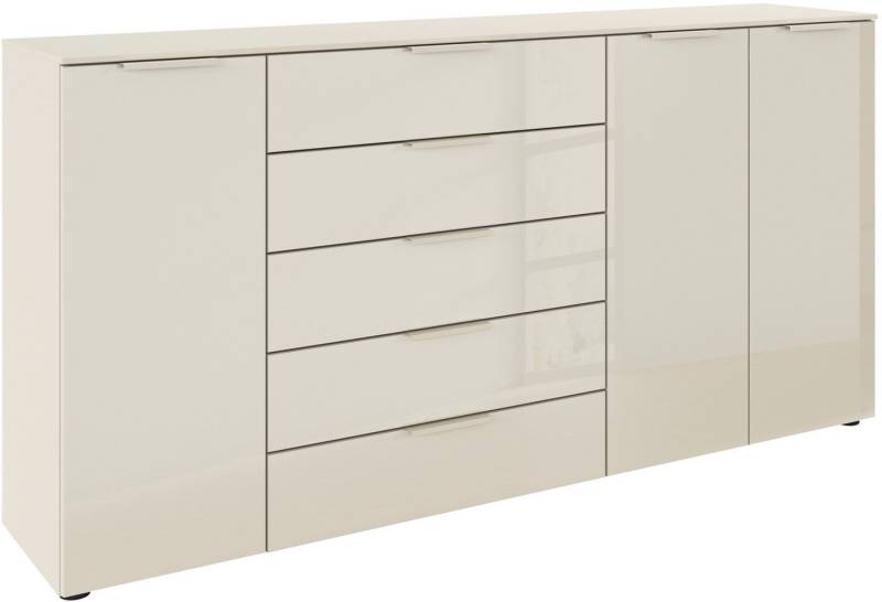 rauch Kombikommode Kommode Türkommode Sideboard Kombikommode FLIPP mit Glasfront (Breite 200 cm mit 4 Einlegeböden), 3-türig mit 5 Schubladen und Soft-Close-Funktion sowie Glasfront von rauch
