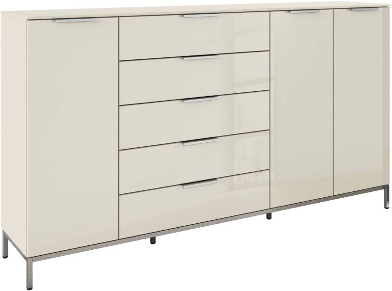 rauch Kombikommode Kommode Türkommode Sideboard Kombikommode FLIPP mit Glasfront (Breite 200 cm mit 4 Einlegeböden), 3-türig mit 5 Schubladen und Soft-Close-Funktion sowie Glasfront von rauch