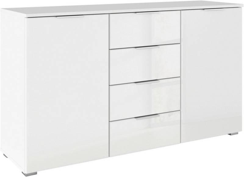 rauch Kombikommode Sideboard Kombikommode Schubladenkommode AGORDO mit Glasfront (in zwei Griff-Farben, Breite 120 cm), vier große Schubladen, mit insgesamt 4 Einlegeböden MADE IN GERMANY von rauch