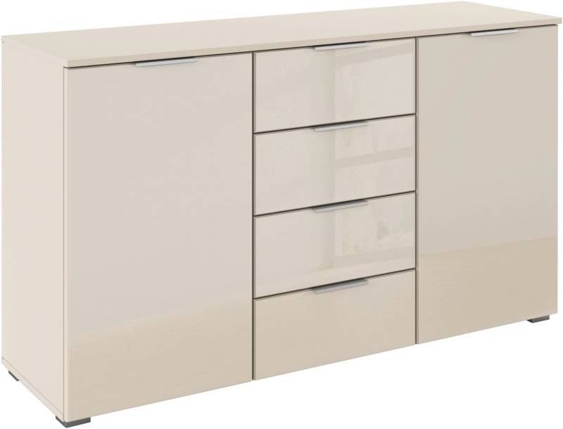 rauch Kombikommode Sideboard Kombikommode Schubladenkommode AGORDO mit Glasfront (in zwei Griff-Farben, Breite 120 cm), vier große Schubladen, mit insgesamt 4 Einlegeböden MADE IN GERMANY von rauch