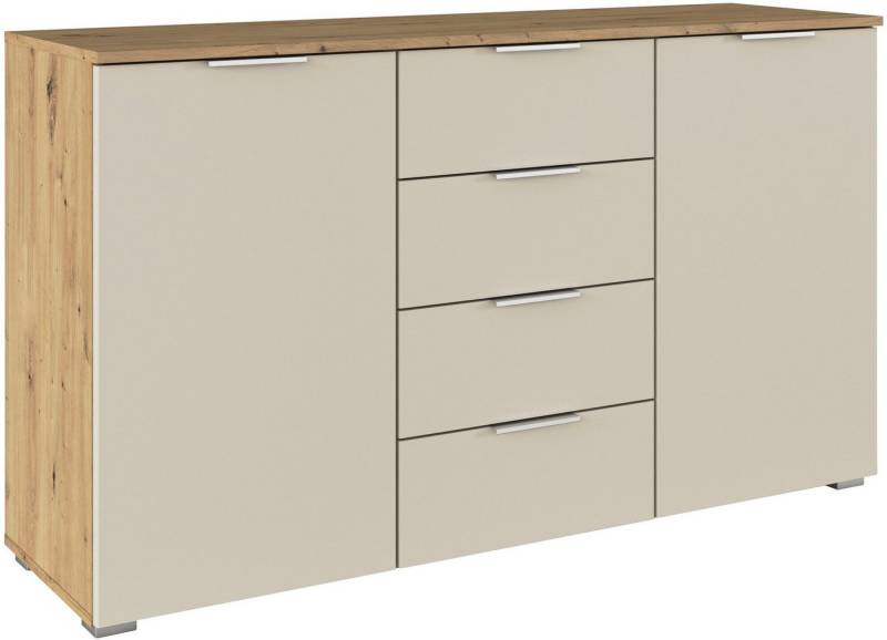 rauch Kombikommode Sideboard Schubladenkommode AGORDO mit Dekor- oder Hochglanzfront (in zwei Griff-Farben, Breite 120 cm), vier große Schubladen, mit insgesamt 4 Einlegeböden MADE IN GERMANY von rauch