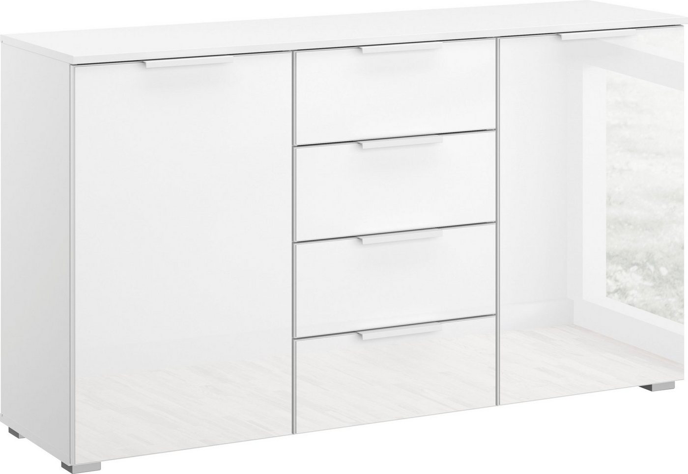 rauch Kommode Koluna, mit Glasfront, 4 Schubkästen, inkl. 3er-Set Filzboxen von rauch