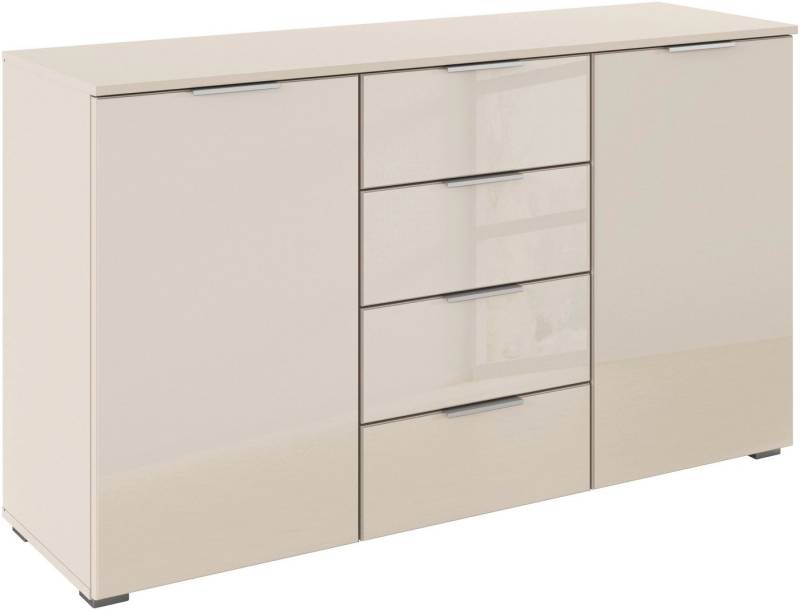 rauch Kombikommode Sideboard Kombikommode Schubladenkommode AGORDO mit Glasfront (in zwei Griff-Farben), mit 4 Schubkästen und 2 Türen sowie Metallgriffen MADE IN GERMANY von rauch