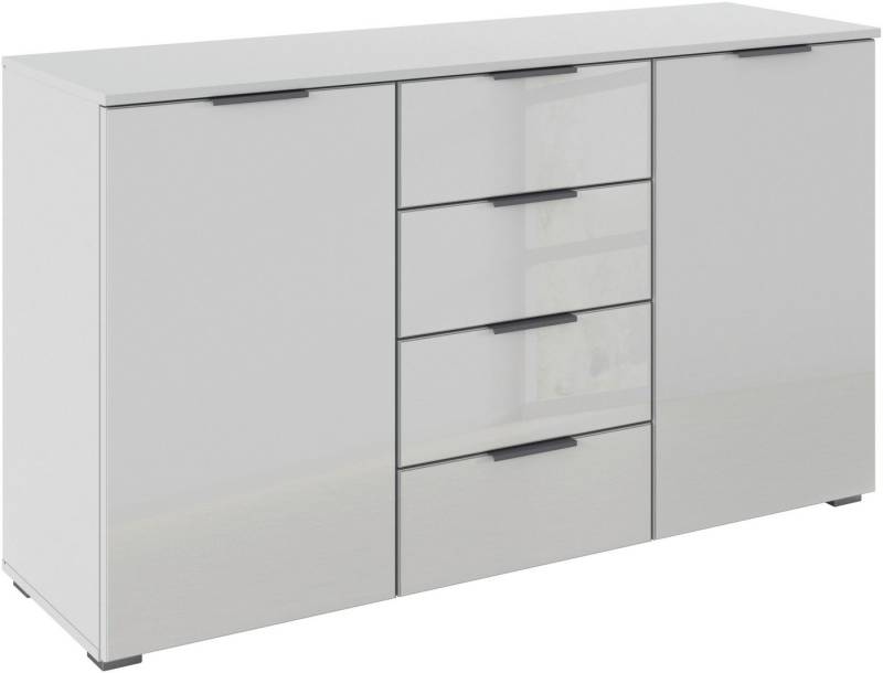 rauch Kombikommode Sideboard Kombikommode Schubladenkommode AGORDO mit Glasfront (in zwei Griff-Farben), mit 4 Schubkästen und 2 Türen sowie Metallgriffen MADE IN GERMANY von rauch