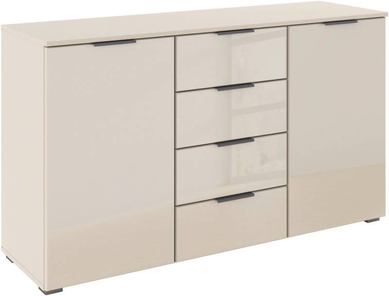 rauch Kombikommode Sideboard Kombikommode Schubladenkommode AGORDO mit Glasfront (in zwei Griff-Farben), mit 4 Schubkästen und 2 Türen sowie Metallgriffen MADE IN GERMANY von rauch