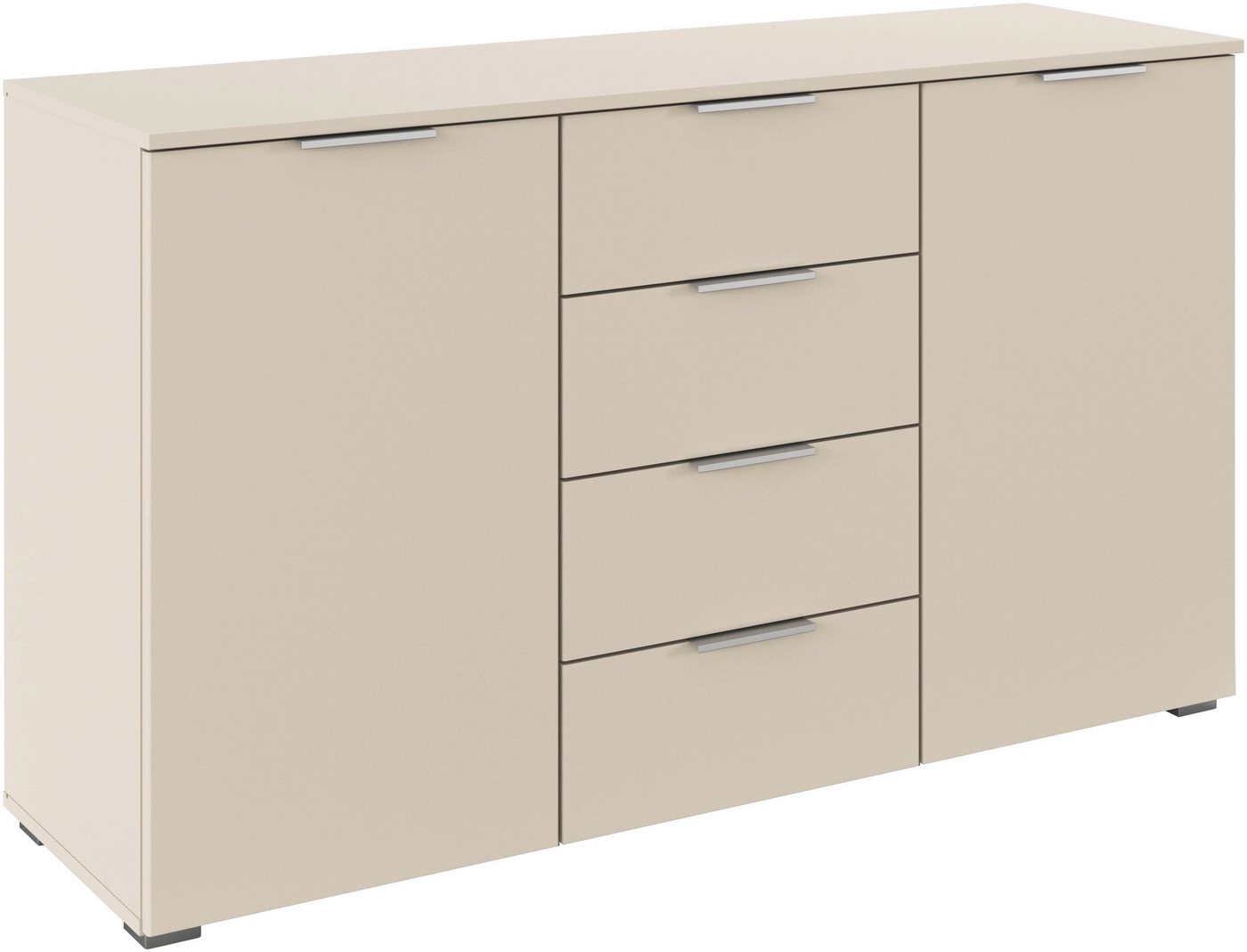 rauch Kombikommode Sideboard Schubladenkommode AGORDO mit Dekor- oder Hochglanzfront (in zwei Griff-Farben), mit 4 Schubkästen und 2 Türen sowie Metallgriffen MADE IN GERMANY von rauch