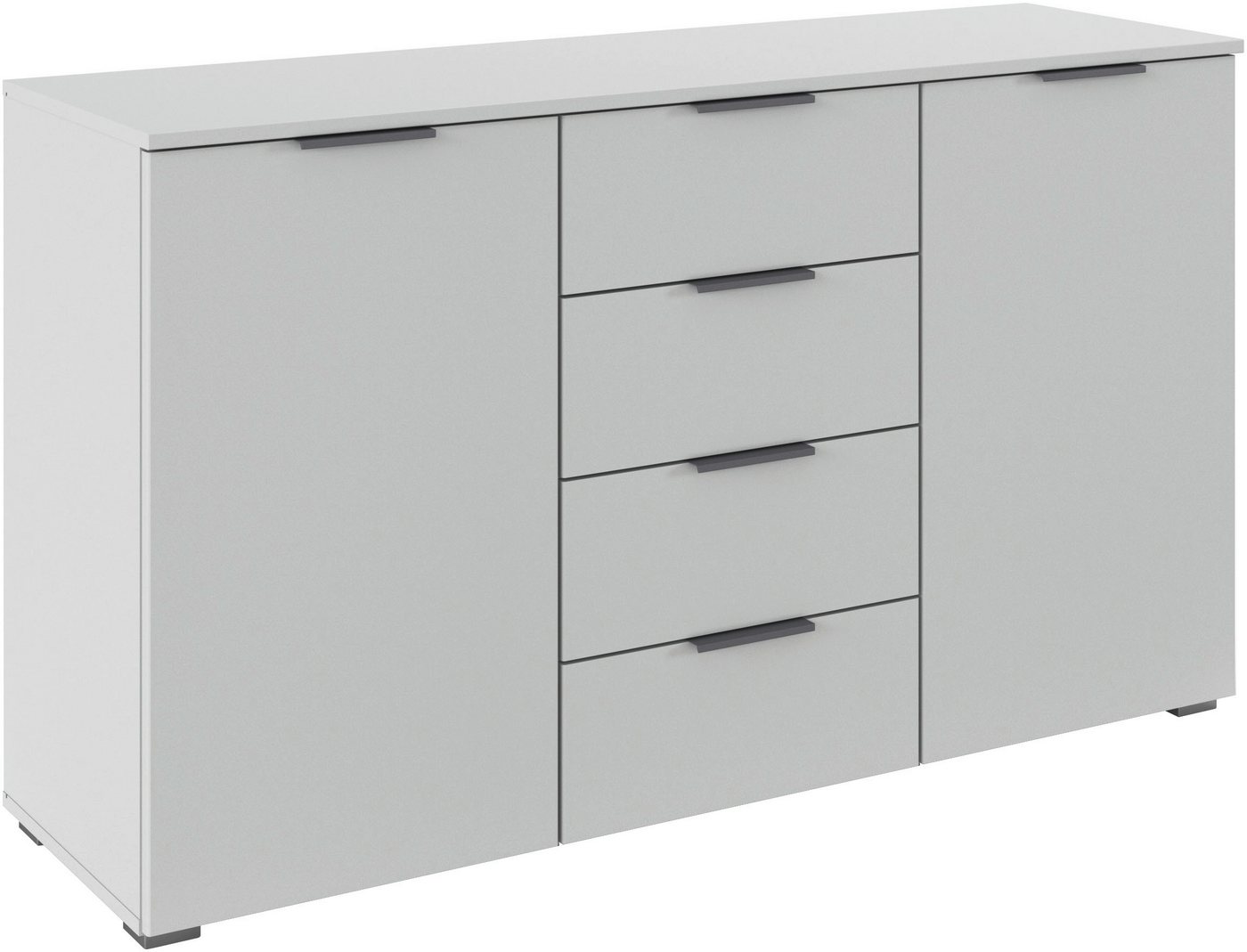 rauch Kombikommode Sideboard Schubladenkommode AGORDO mit Dekor- oder Hochglanzfront (in zwei Griff-Farben), mit 4 Schubkästen und 2 Türen sowie Metallgriffen MADE IN GERMANY von rauch