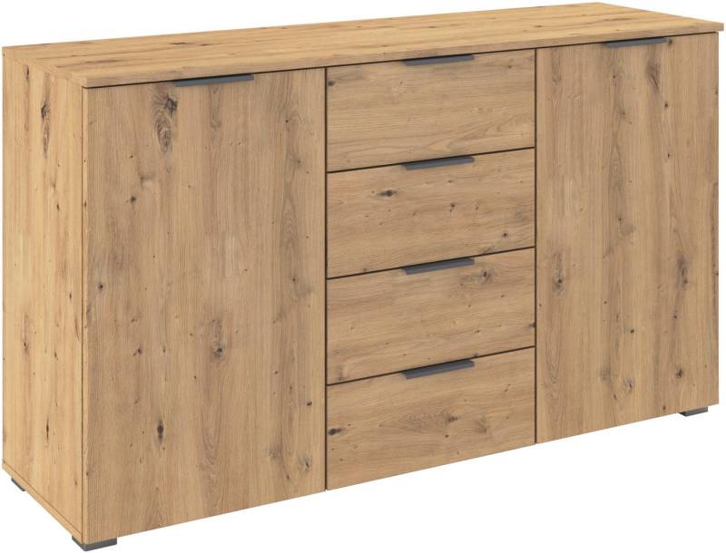 rauch Kombikommode Sideboard Schubladenkommode AGORDO mit Dekor- oder Hochglanzfront (in zwei Griff-Farben), mit 4 Schubkästen und 2 Türen sowie Metallgriffen MADE IN GERMANY von rauch