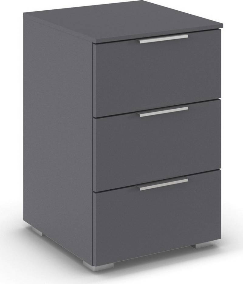 rauch Nachtkommode Nachttisch Nachtkonsole Nachtschrank ASTANA (Breite 40 cm / Höhe 61 cm), mit 3 geräumigen Schubladen, Kantengriff in Alufarben MADE IN GERMANY von rauch