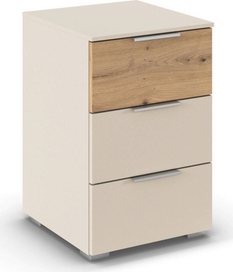 rauch Nachtkommode Nachttisch Nachtkonsole Nachtschrank ASTANA (Breite 40 cm / Höhe 61 cm), mit 3 geräumigen Schubladen, Kantengriff in Alufarben MADE IN GERMANY von rauch