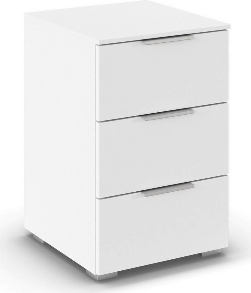 rauch Nachtkommode Nachttisch Nachtkonsole Nachtschrank ASTANA (Breite 40 cm / Höhe 61 cm), mit 3 geräumigen Schubladen, Kantengriff in Alufarben MADE IN GERMANY von rauch